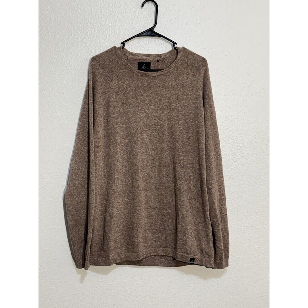 EUC PrAna Breathe Koala Crew Pullover Sweater Mens Large Brown Organic Cotton